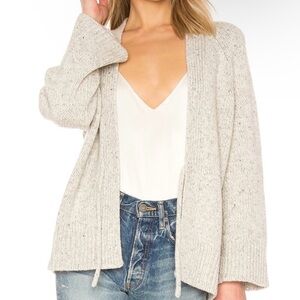 VINCE Marled Raglan Rib Cashmere Wool Gray Cardigan